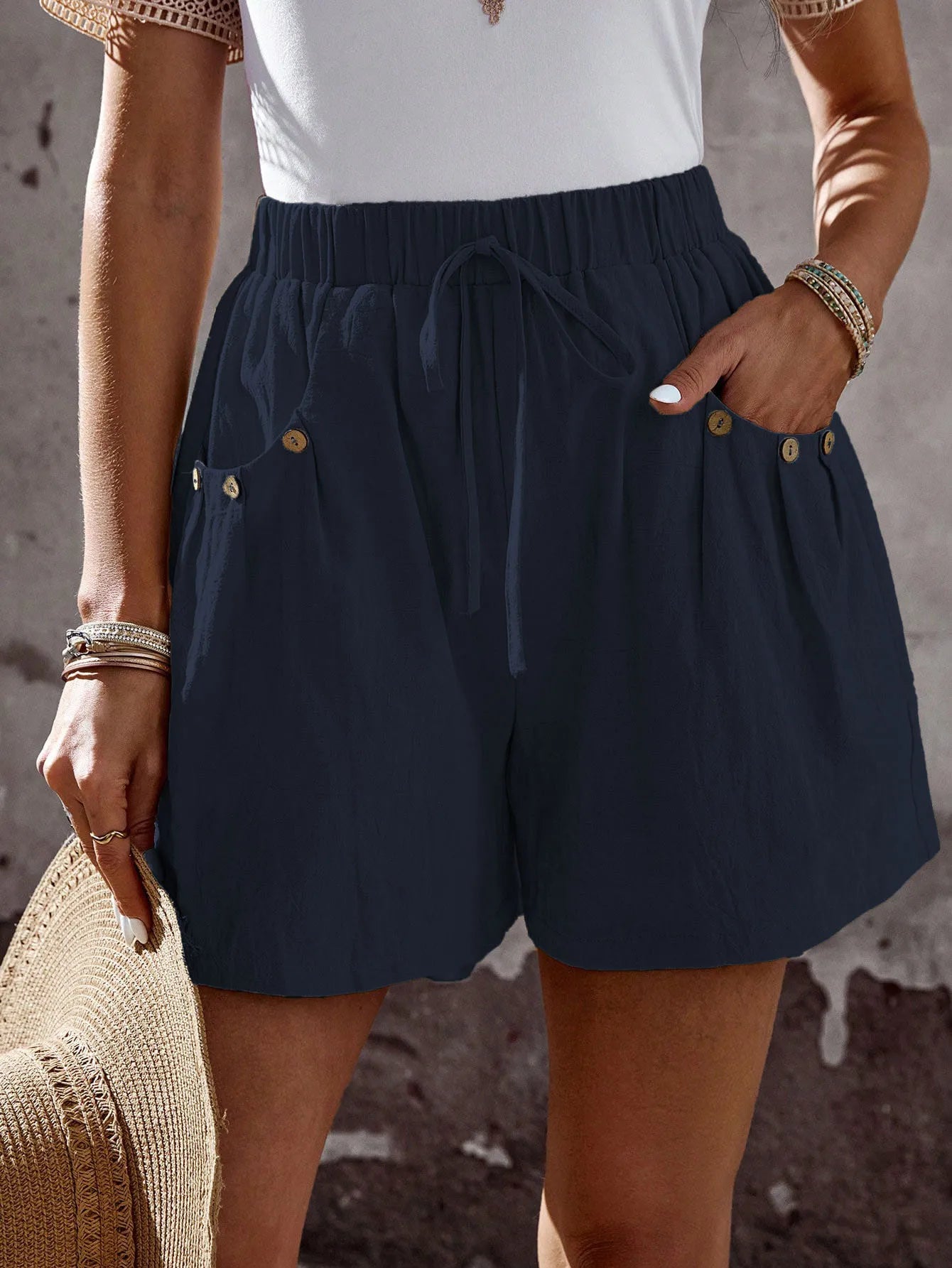 European &amp; American Style Summer Casual Shorts | Elastic Waistband with Drawstring &amp; Pockets
