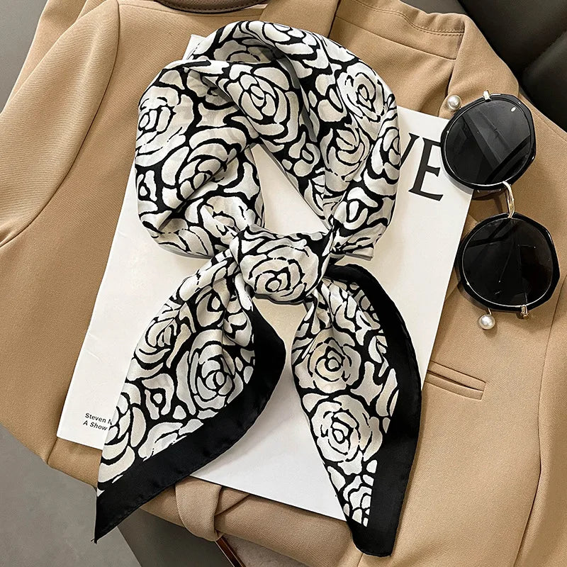 Striped Imitation Silk Scarf for Women