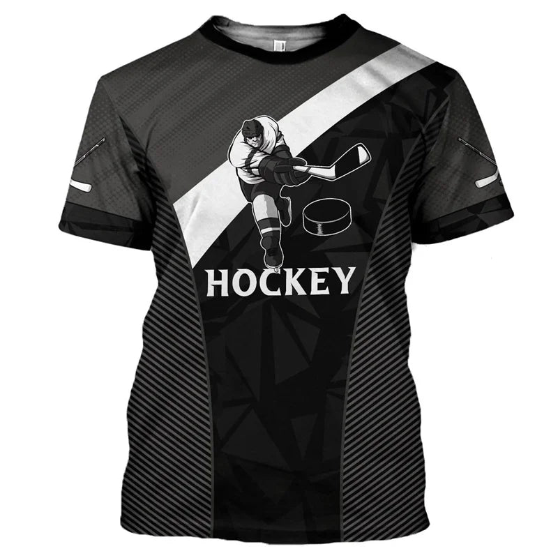 Vintage Field Hockey 3D Print T-Shirt | Hockey Stick Graphic Short Sleeve Streetwear Tee