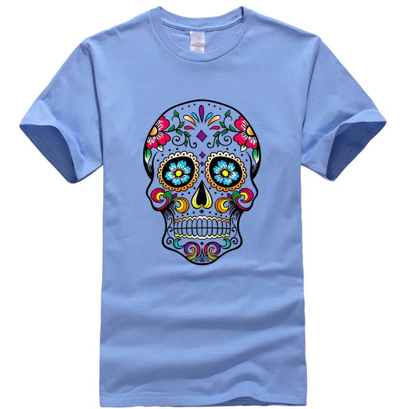 Men’s Skull Print Street Style T-Shirt | 100% Cotton, Loose Fit, Summer Casual Tee