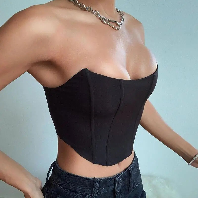 Velvet Off-Shoulder Corset Crop Top
