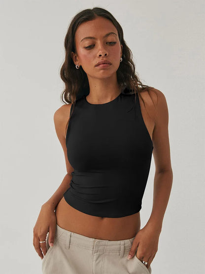 Sleeveless Racerback Round Neck Top