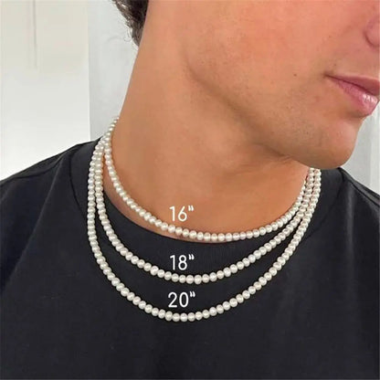 Pearl Bead Necklace for Men