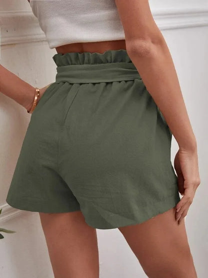 Women’s Summer Linen-Look Casual Shorts | High Waist, Wide Leg, Loose Fit