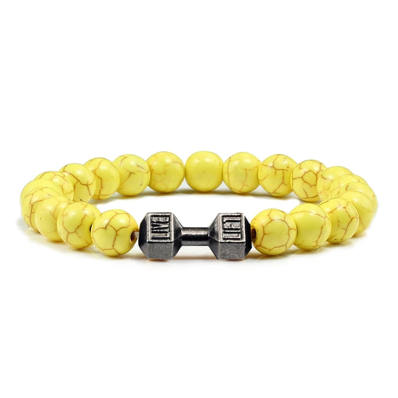 Natural Volcanic Stone Dumbbell Beaded Bracelet