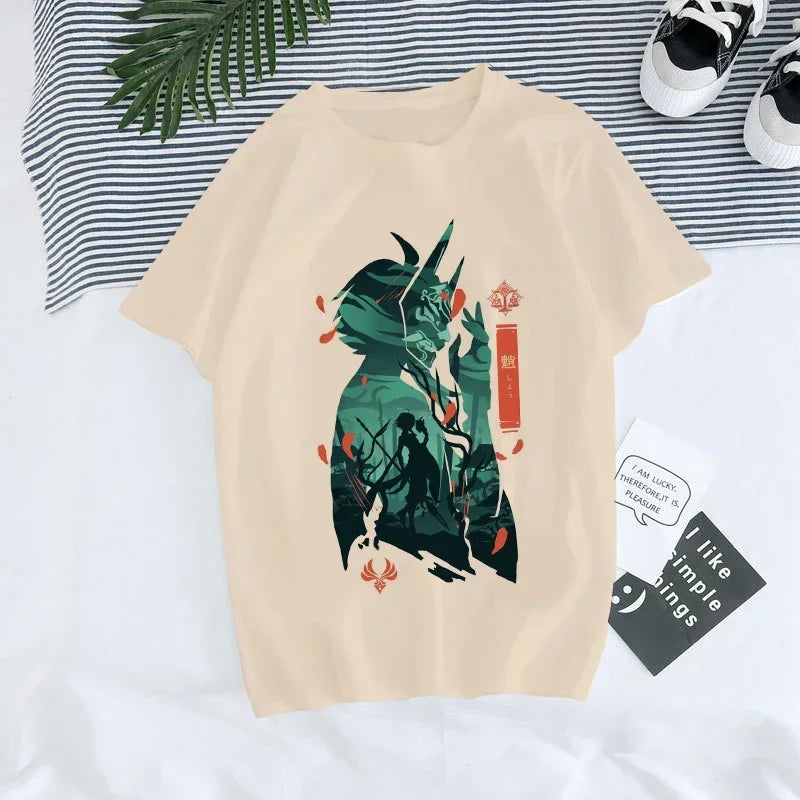Genshin Impact Kawaii Graphic T-Shirt | Harajuku Anime Tee for Women
