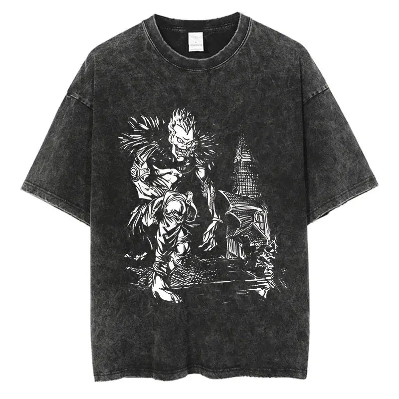Harajuku Vintage Washed Death Note Graphic T-Shirt | Oversized Streetwear Unisex Tee