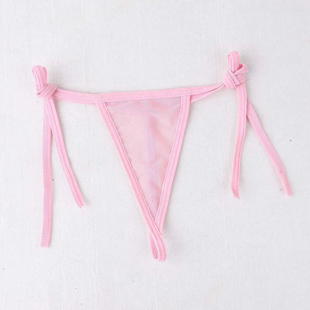 Bra Bikini Swimwear Tie Side Thong, Solid Color