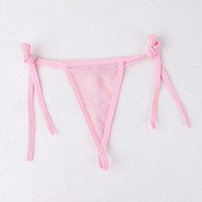 Bra Bikini Swimwear Tie Side Thong, Solid Color