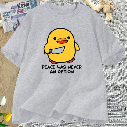 “Peace Was Never An Option” Goose Graphic T-Shirt – Women’s Short Sleeve Tee