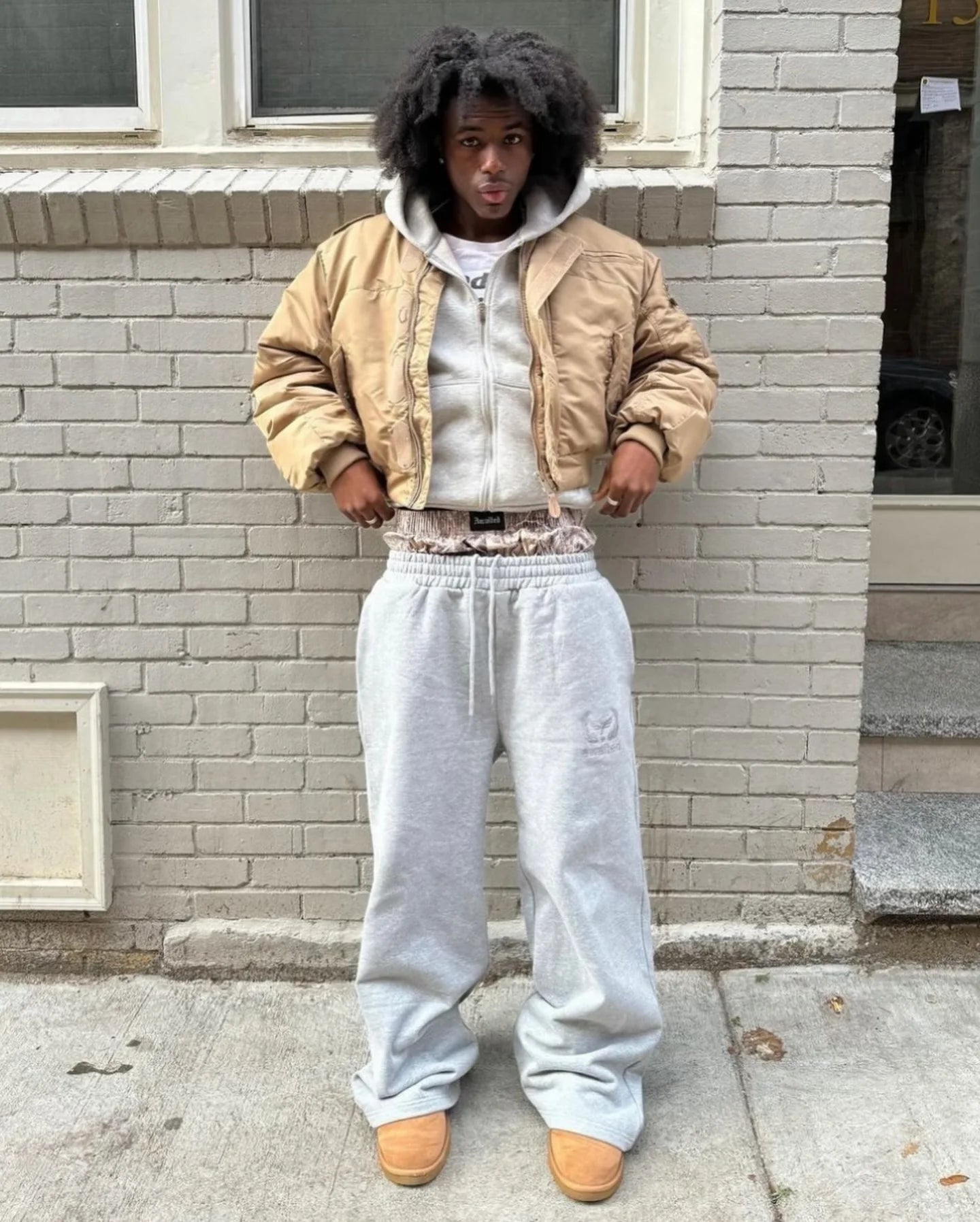 Double Waist Embroidered Sweatpants
