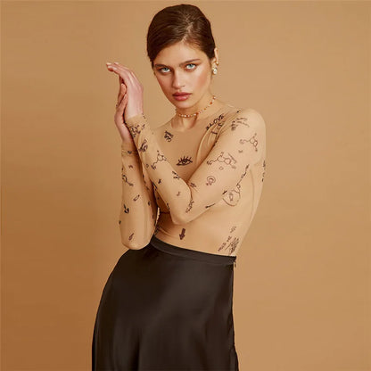 Sexy Slim Fit Long-Sleeve One-Piece Bodysuit for Women