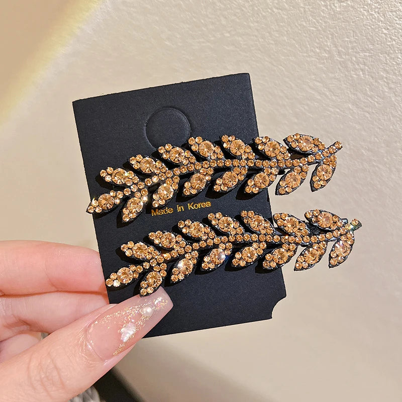 Elegant Rhinestone Sparkling Wheat Hair Clips for Women