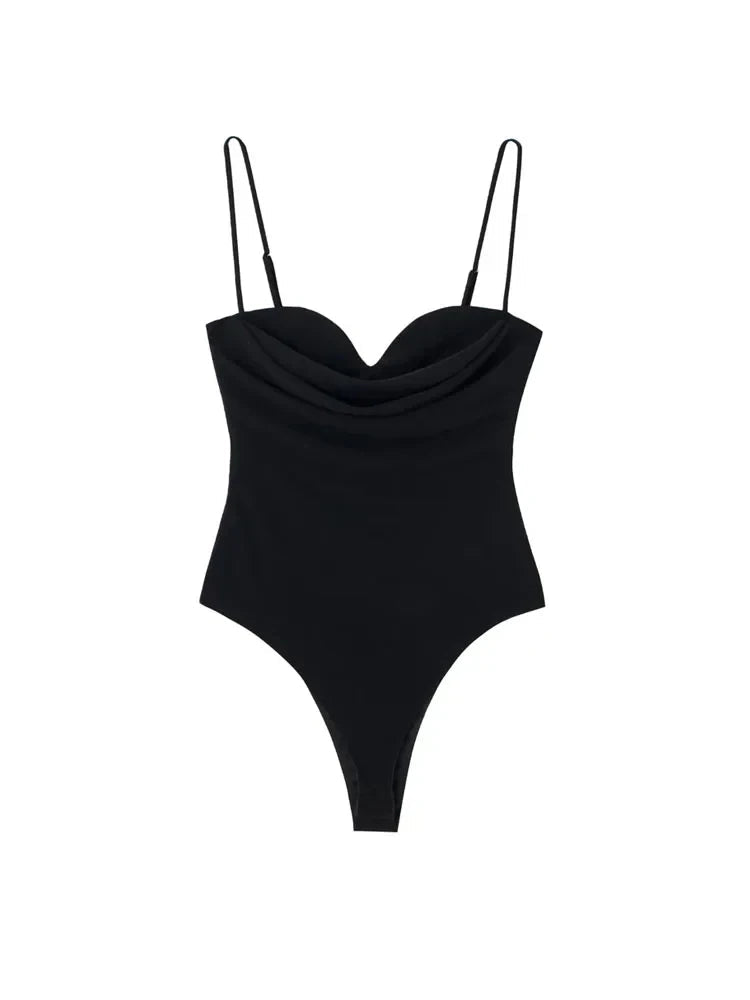 Women’s Sweetheart Neck Bodysuit Draped, Backless - Amazing G