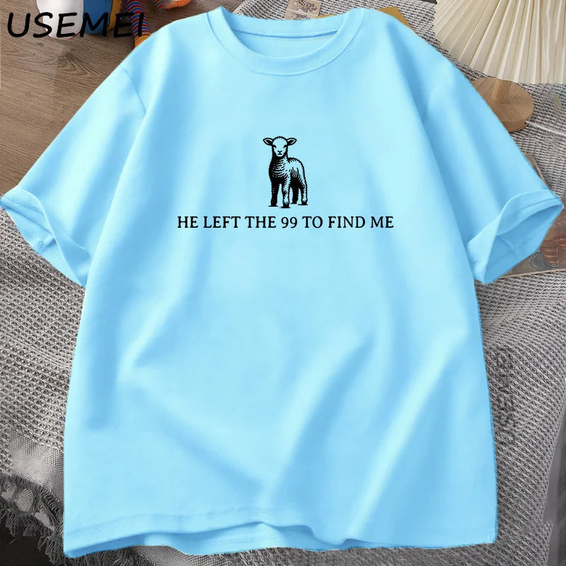 Retro Religious T-Shirt He Left The 99 T Shirt Christian Bible Verse Tshirt Faith Cotton Short Sleeve Graphic T Shirts Tops