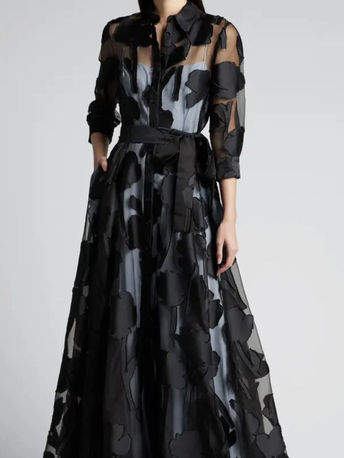 Chic Jacquard Mesh Maxi Dress