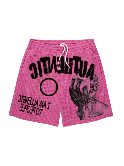 Fun Text Graphic Print Shorts High Quality Sport Training Breathable Fashionable Shorts Streetwear Men Fashion Casual Shorts