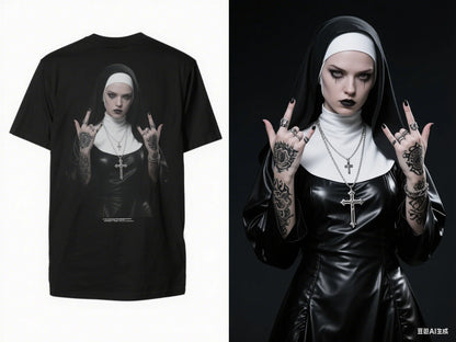 Halloween Devil Nun 3D Graphic T-Shirt – Quick-Dry Unisex Tee