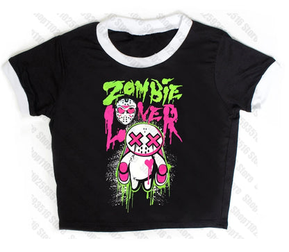 Y2K Anime Letter Crop Top for Women