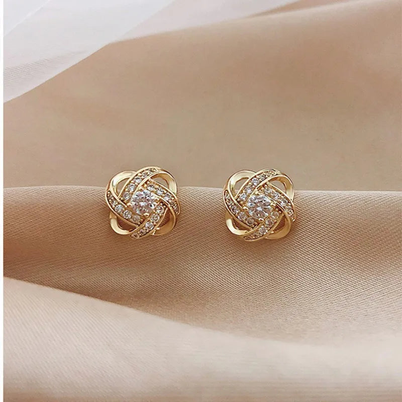 Light Luxury Zircon Cross Stud Earrings