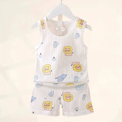 Kids Cotton Animal Print T-Shirt &amp; Shorts Set