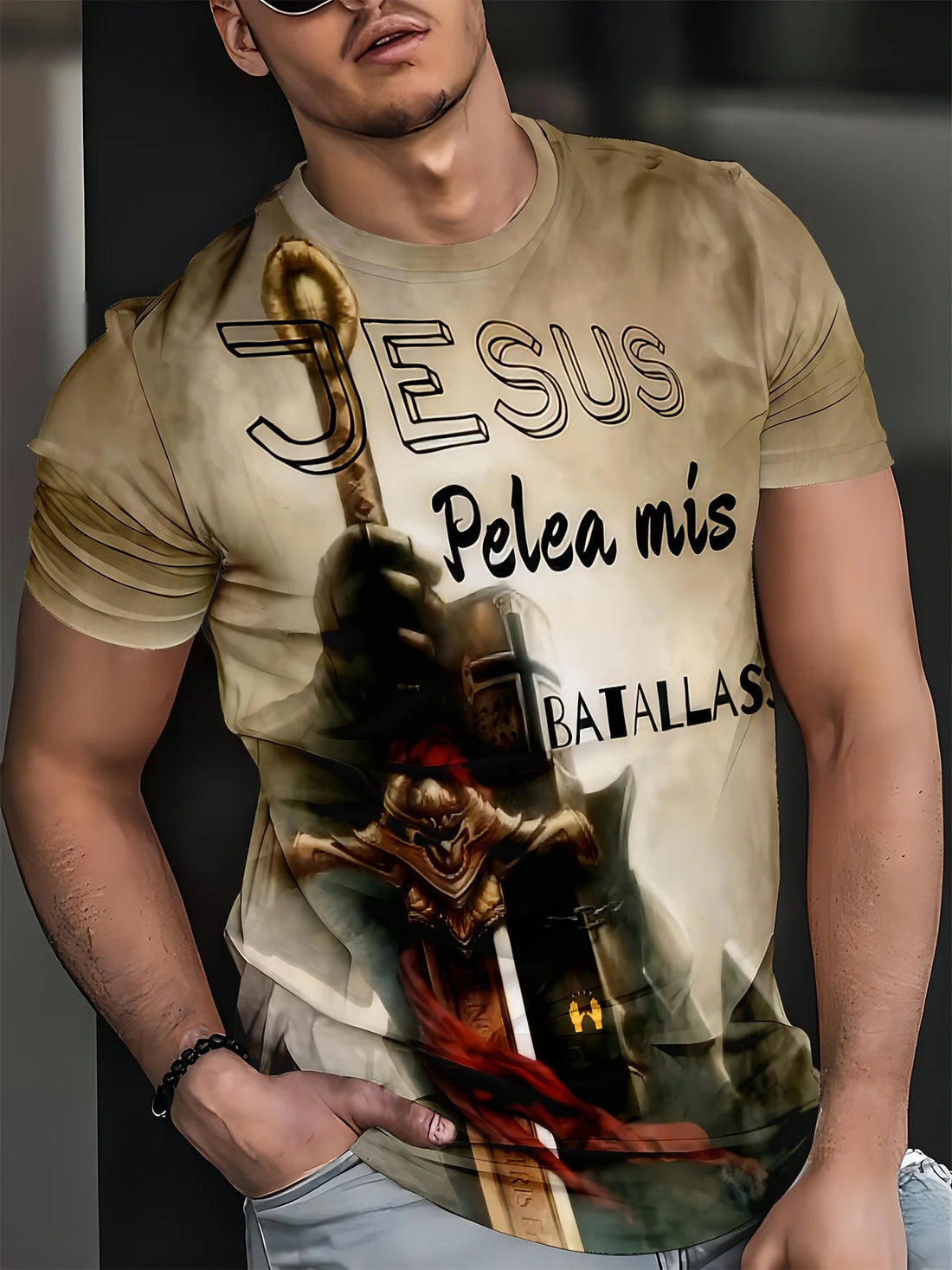 Men’s Earthy Vintage 3D Printed T-Shirt – Short Sleeve Round Neck Casual Tee