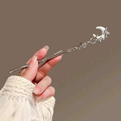 Romantic Moonstone Star &amp; Moon Hair Stick
