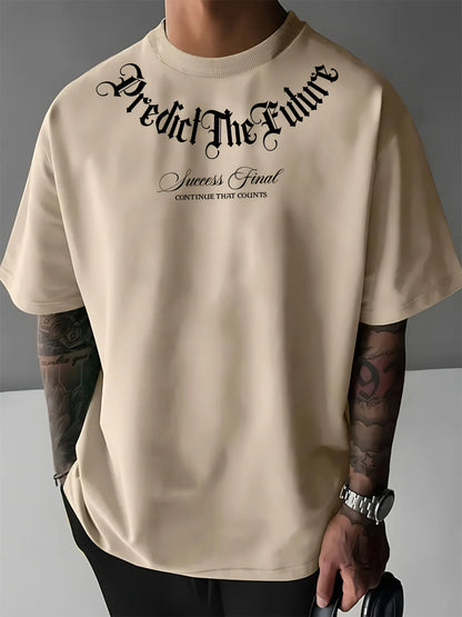 Men’s Cotton Letter Print Casual T-Shirt