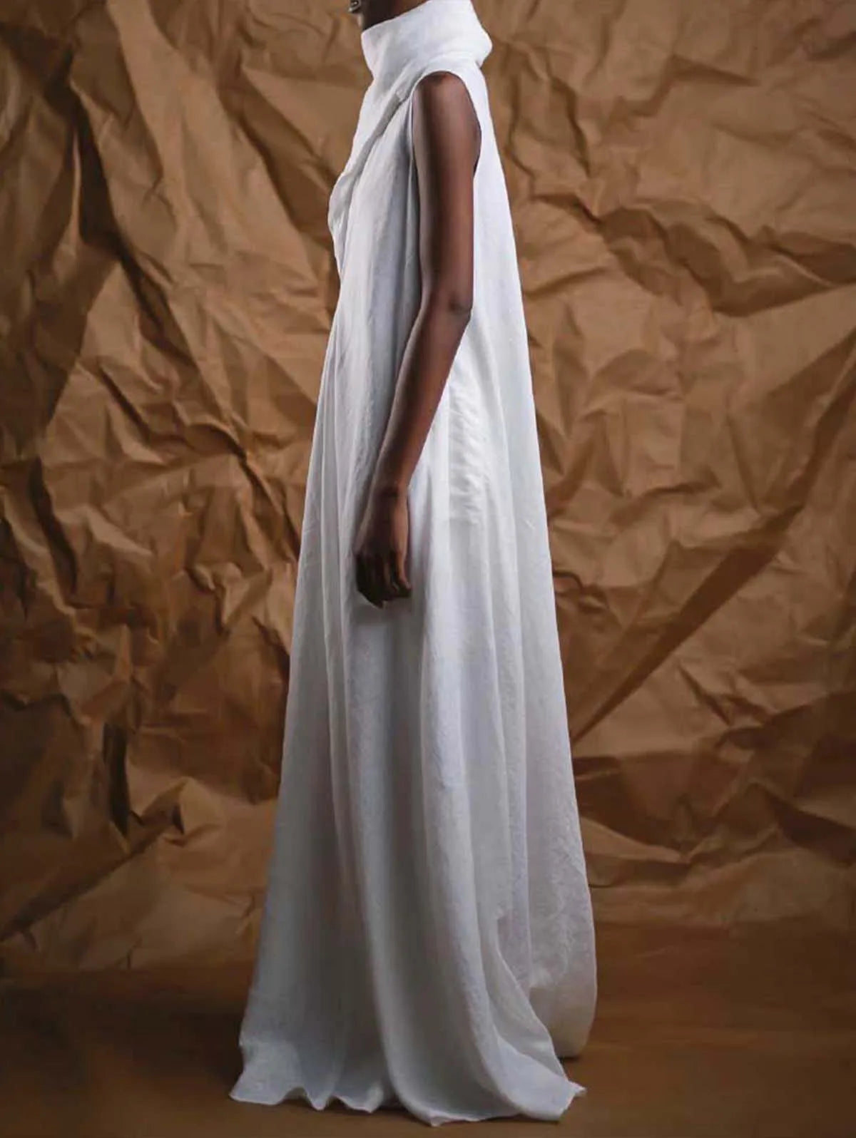 Elegant Plain Deep V Neck Sleeveless Linen Maxi Dress