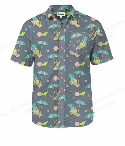 Duck 3D Print Casual Lapel Shirt | Unisex Beach Vacation Short Sleeve Blouse