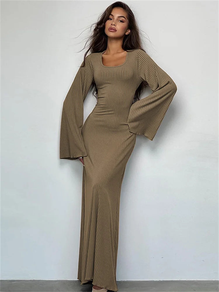 Fantoye Solid Lace-Up Flying Sleeve Loose Fit Dress