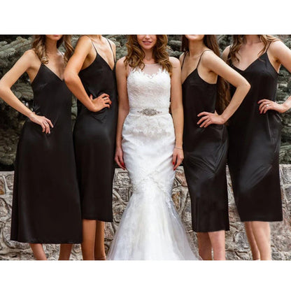 Chic Adjustable Strap Satin Maxi Dress for Women