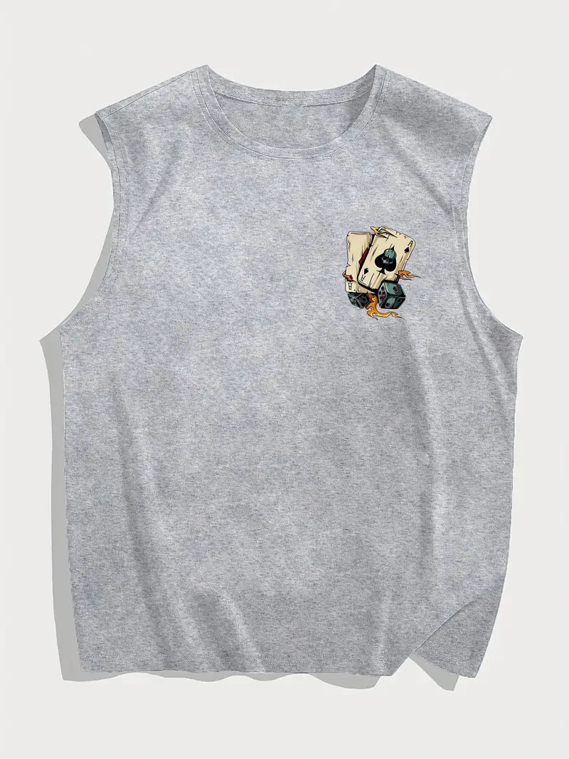Men’s Dice &amp; Poker Print Sleeveless Tank Top