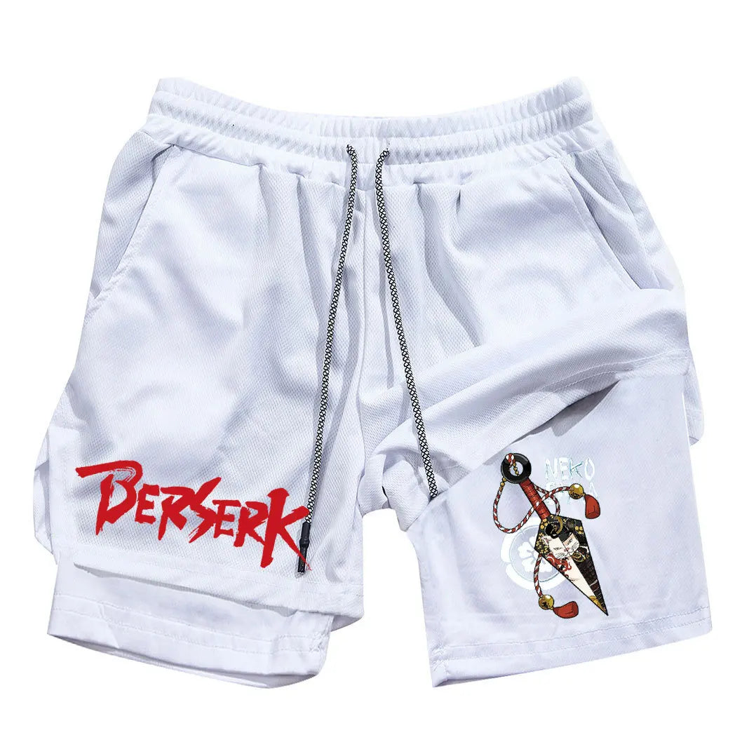 Anime Berserk Print Men’s 2-in-1 Running Shorts