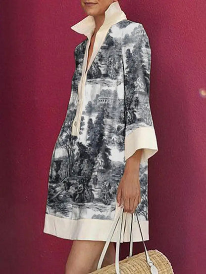 Yeezzi Vintage Printed Mini Dress
