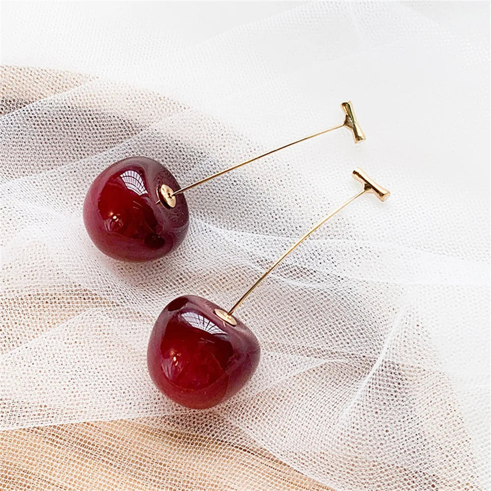Trendy Acrylic Cherry Drop Earrings