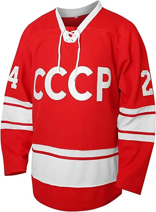 1980 USSR CCCP Red Ice Hockey Jersey | Tretiak Vintage Hockey Sweater