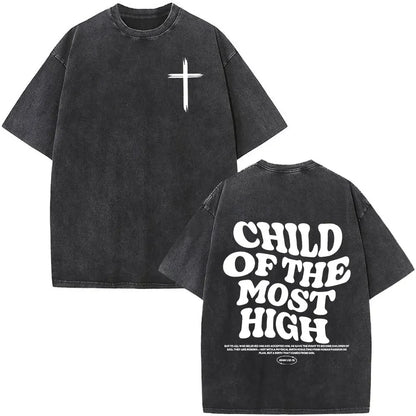 Heart Cross Christian Jesus Faith Over Fear Bible Verse Vintage Washed T-shirts Unisex Fashion Oversized T Shirts Cotton T-shirt