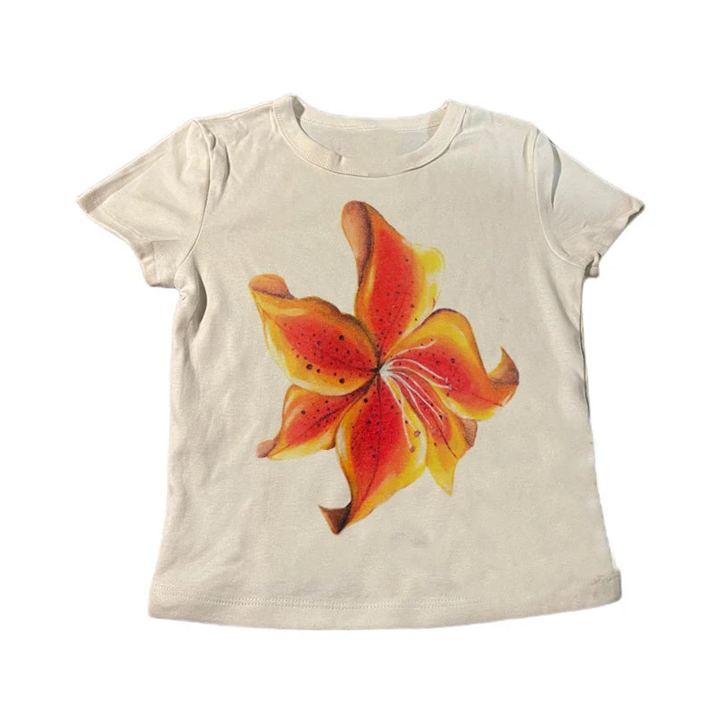 Vintage Y2K Baby Tee – Graphic Print Crop Top