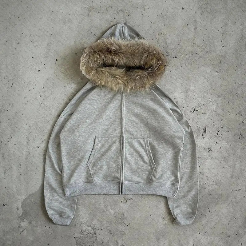Y2K Streetwear Zip Up Hoodie