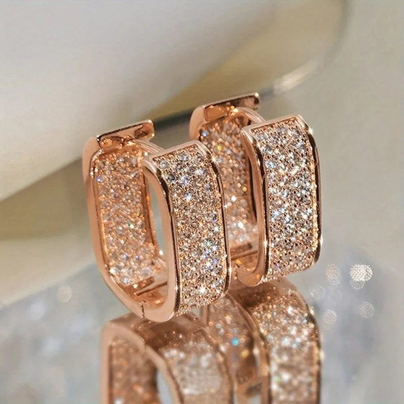 Zircon Geometric Square Hoop Earrings for Women