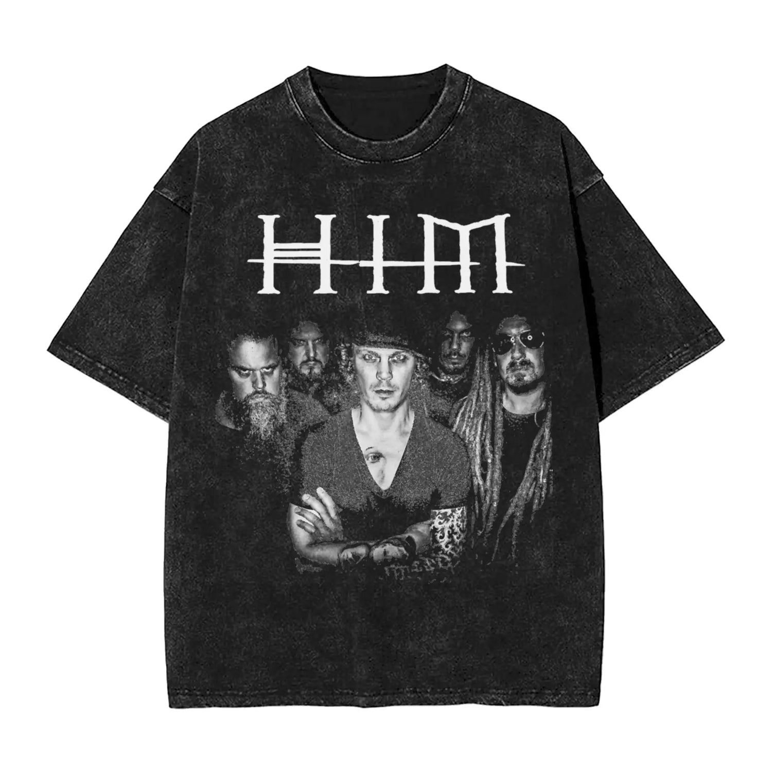 HIM Band Ville Valo Washed Oversized T-Shirt | Heartagram Summer Tee