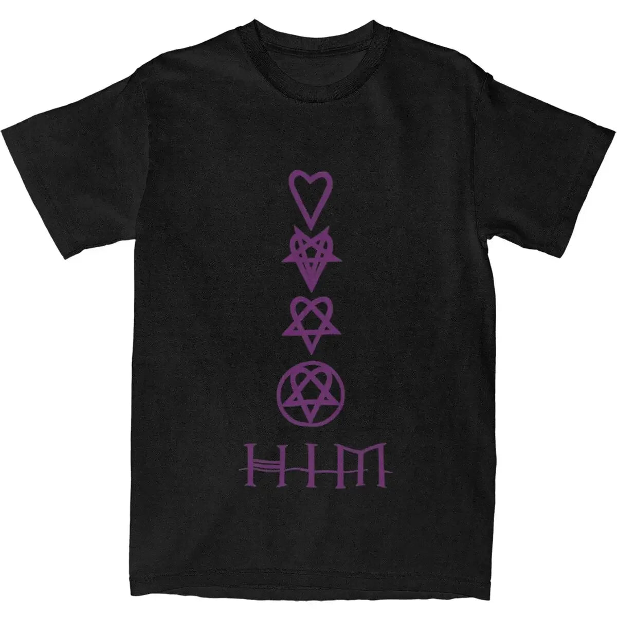 HIM Band Ville Valo Heart-Shaped Pattern T-Shirt | Summer Streetwear