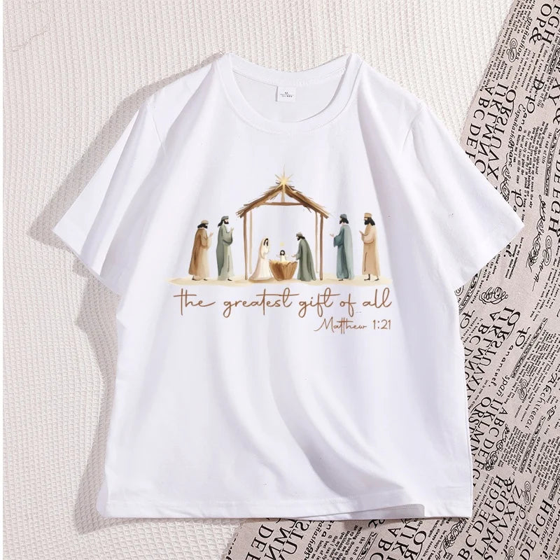 The Greatest Gift of All Nativity Christmas T-Shirt | Religious Jesus Graphic Tee