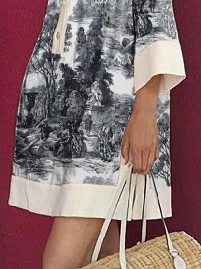 Yeezzi Vintage Printed Mini Dress