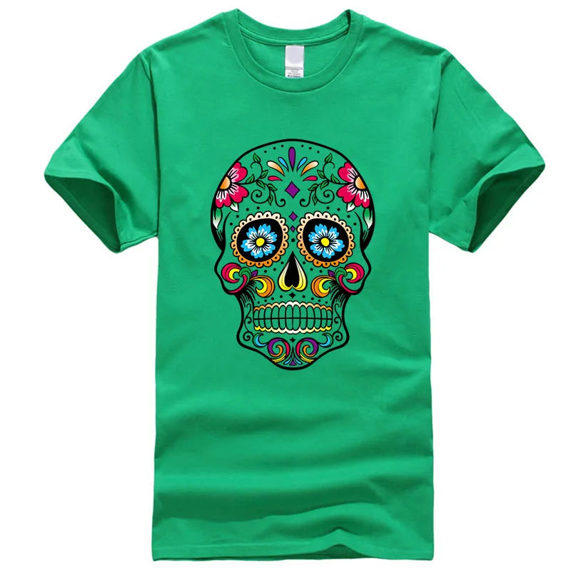 Men’s Skull Print Street Style T-Shirt | 100% Cotton, Loose Fit, Summer Casual Tee