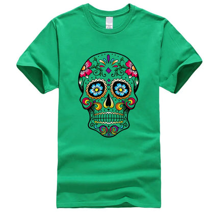 Men’s Skull Print Street Style T-Shirt | 100% Cotton, Loose Fit, Summer Casual Tee