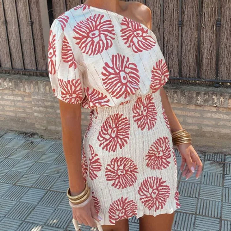 One Shoulder Print Dress for Women