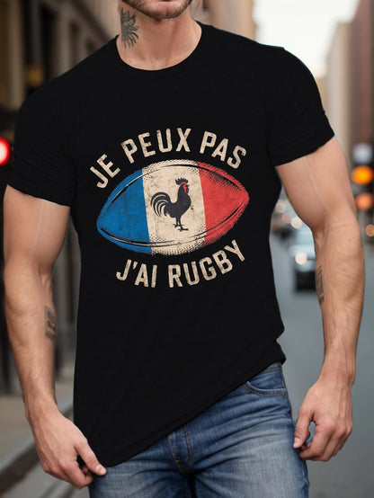Summer Men’s 100% Cotton Rugby Graphic T-Shirt | Casual Loose Fit Tee