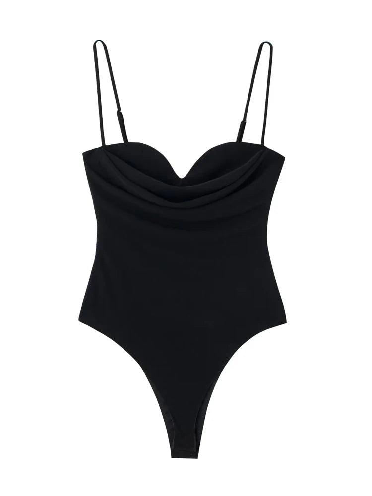 Women’s Sweetheart Neck Bodysuit Draped, Backless - Amazing G